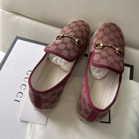 NIB $790 Gucci Men GG Monogram Sneakers Loafer Shoes Brown 9 US /8 UK Italy